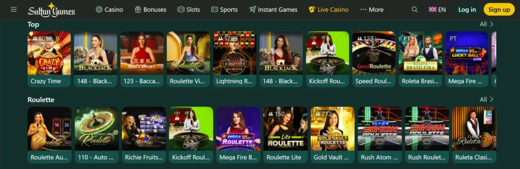 Live Casino at Sultan-Casino.com: Tables, Dealers and Game Shows