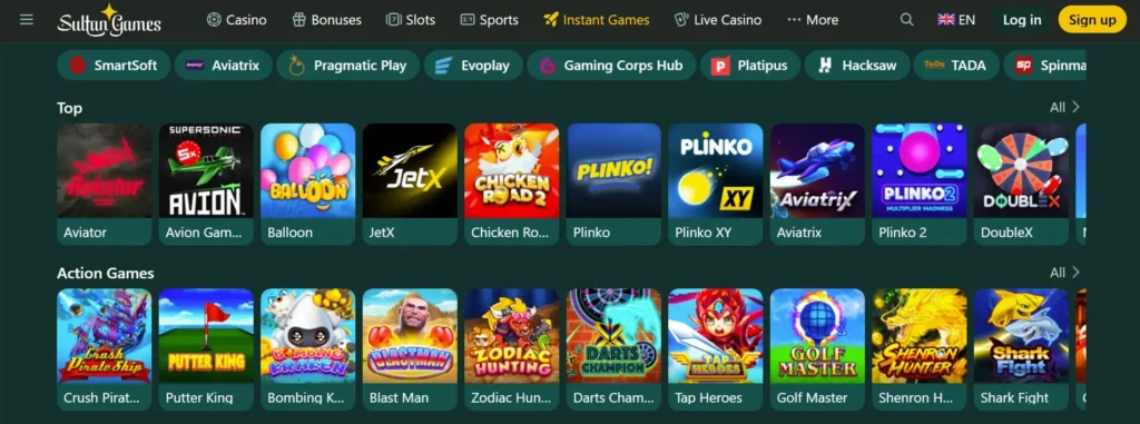 Crash Games and Fast Titles at Sultan-Casino.com (If Available)